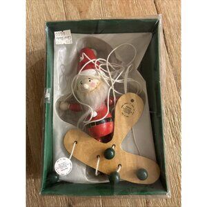 Vintage Midwest Importers Cannon Falls Painted Wood Santa Puppet Marionette Toy